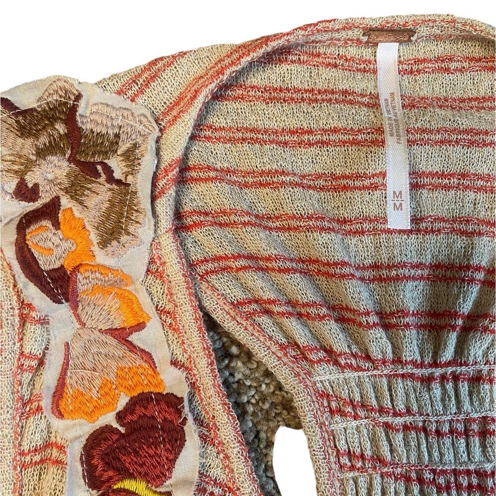 Free People Frida Neutral Embroidered Floral Faux Wrap Tank Medium - Picture 6 of 8